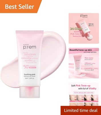 MAKE P:REM Soothing Pink SPF 50 Sunscreen - Hydrating Mineral Formula