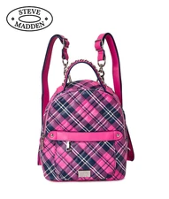 Madden NYC Women s Mini Quilted Zip Backpack Pink Plaid - BRAND NEW WITH TAGS