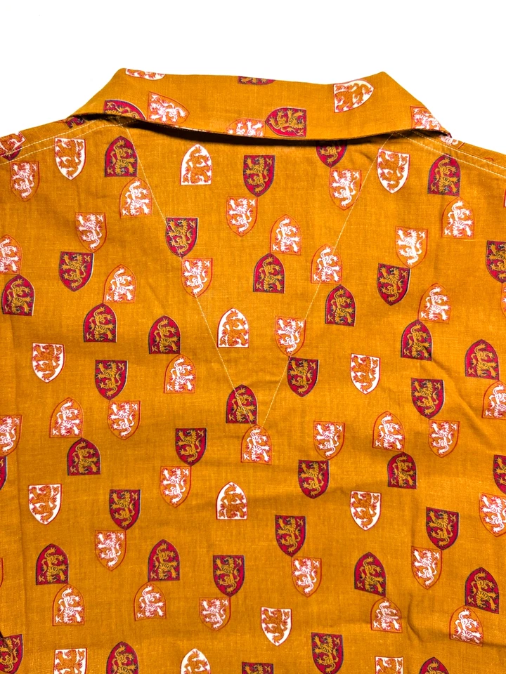 Pijama masculino grande vintage Manhattan 100% algodão dourado conjunto com 2 peças Scotland Lion - Imagem 4 de 4