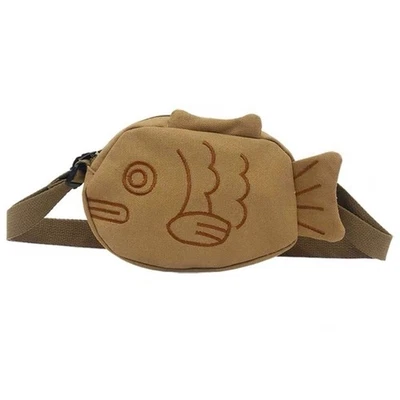 Canvas Shoulder Bags Unique Fish Shape Casual Crossbody Bag Simple Handbag
