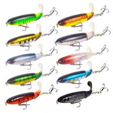 10Pcs Bass Popper Fishing Lures Kit, Topwater Floating Tail, Saltwater Freshw...