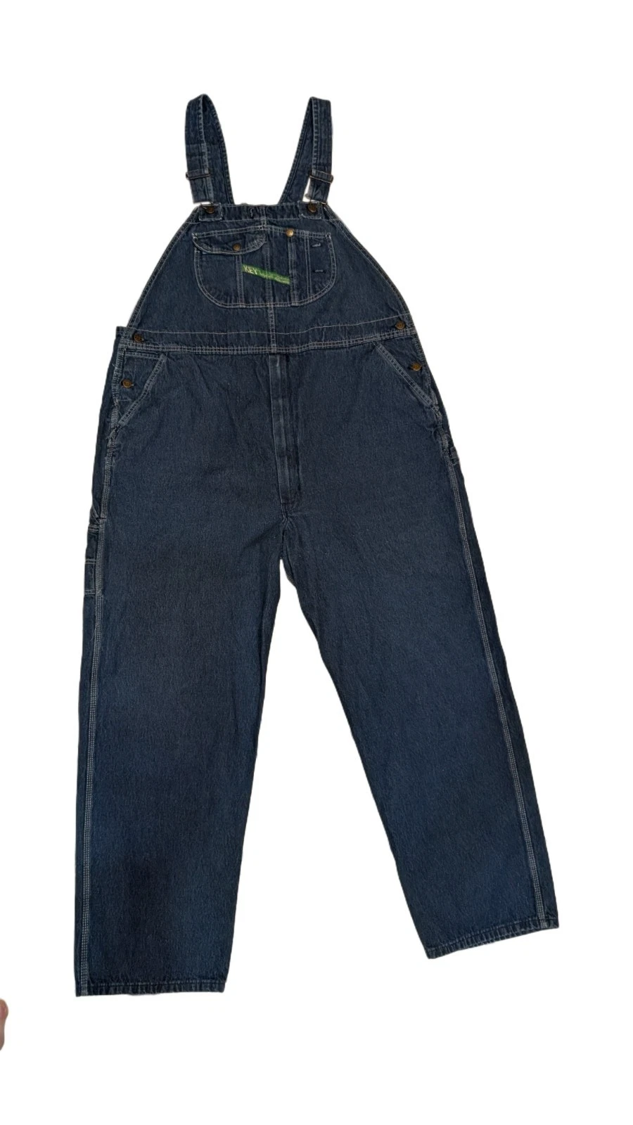 Key Imperial Overalls Mens 48X32 Blue Denim Bib Carpenter Workwear Farm RN 17754