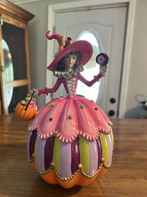 Ghoulish Halloween Pink Witch Girl Pumpkin Candy Figurine 10'' Brand New