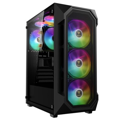 GAMDIAS ATX Mid Tower Gaming Computer PC Case Tempered Glass, Built-in 4X 120...