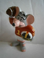 Vintage 1986 Showbiz Pizza Time Gray Mouse PVC Mini Figurine Football Player #1