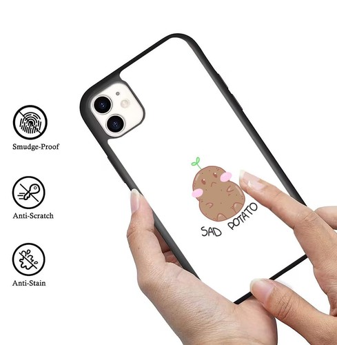Sad Potato Cartoon For iPhone SE XS XR Max 5 6 7 8 Plus Anti scratch Cover - Picture 20 of 25