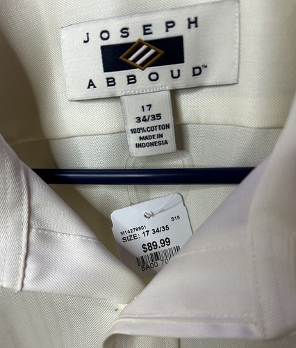 Joseph Abboud Dress Shirt Mens 17 34/35 White Button Up - Picture 3 of 3
