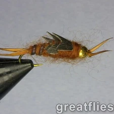 1 dozen (12) - Kaufmann's Stonefly Nymph - BROWN - Bead Head