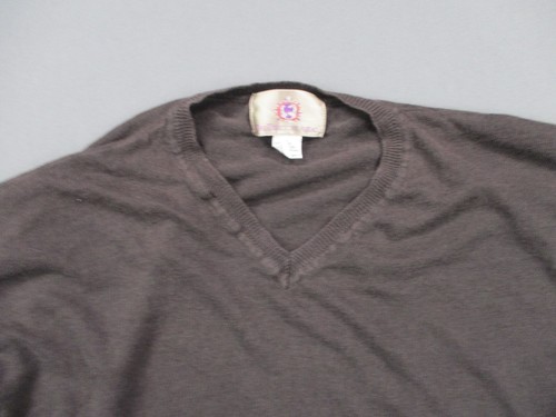 Vintage Territory Ahead Shirt Mens Large Brown Linen Cotton V Neck Casual 90s - Picture 2 of 9