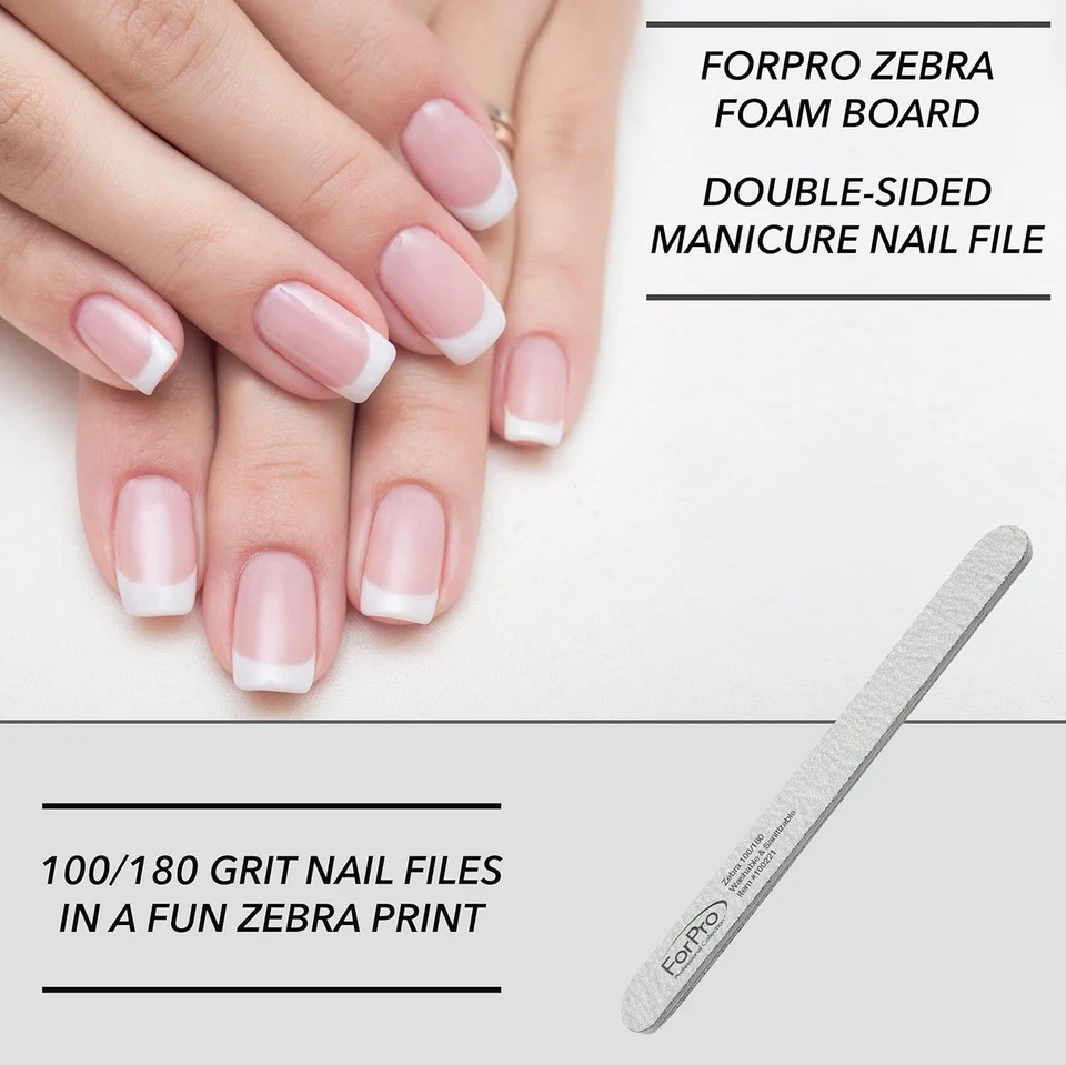 Tablero de espuma Zebra, grano 100/180, lima de uñas de manicura de doble cara, 7" L X 0,75" W 5 Foto 3 de 4