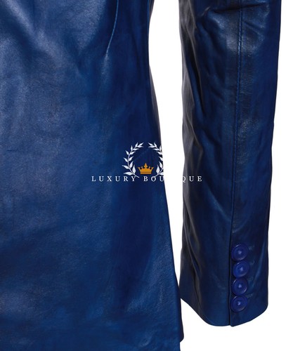 Chaqueta Blazer Milano Blue Para Hombre Inteligente Diseñador 2 Botones Cuero de Cordero Real - Imagen 12 de 13
