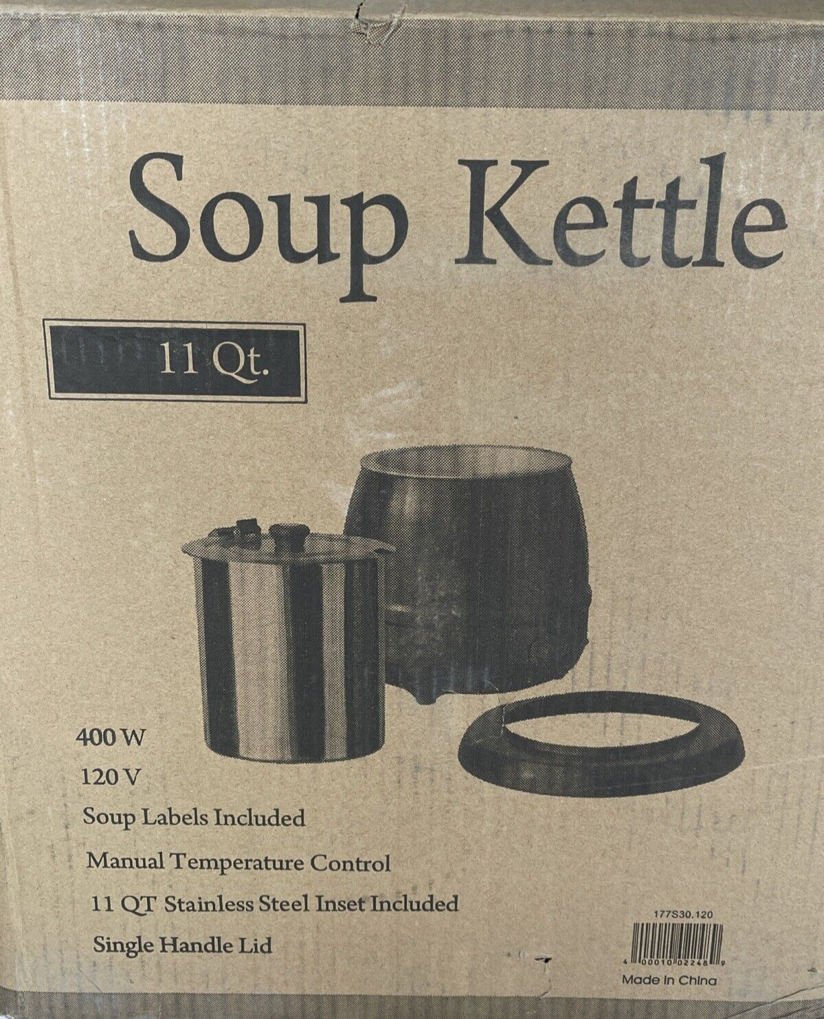 Avantco S30 11 Qt. Black Deluxe Soup Kettle Warmer - 120V, 400W Magnetic Labels
