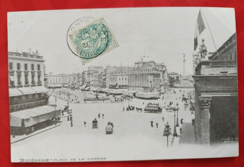 Photo Vintage Bordeaux - Place De La Comédie - Tirage Albuminé Circa 1890 - 11x19 Cm