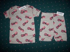 Old Navy Pajama 2pc Short Set Boys Fire Truck 6-12 Mos. New