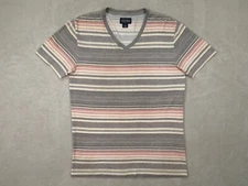 Lucky Brand Mens S Multicolor Striped Shirt V Neck Short Sleeve Casual Top