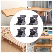 4 Pack Folding Table Leg Brackets, Black Foldable Self-Locking Extension Hinge
