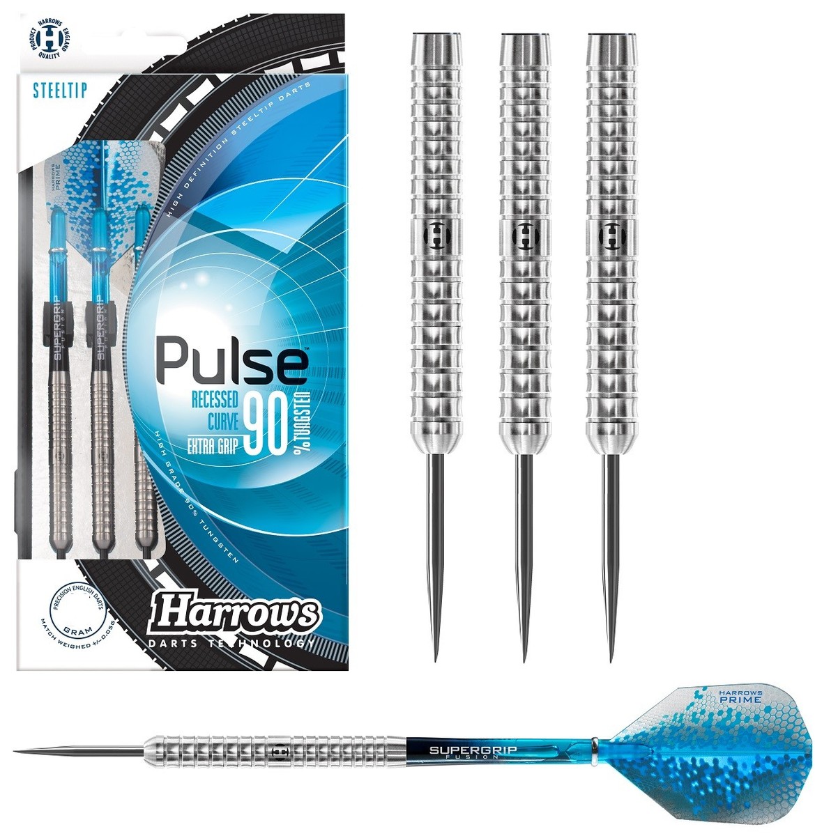 Harrows Pulse 90% Tungsten Steel Tip Darts - 21g, 22g, 23g