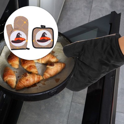  2 Pcs Halloween Heat Shield Set Kitchen Gloves Design Insulation Pad