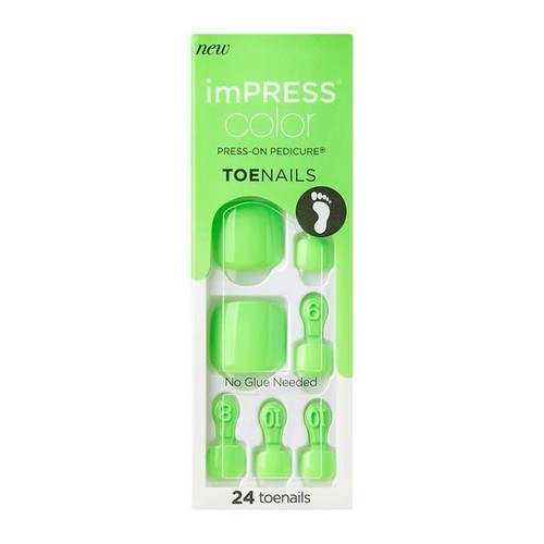 2x KISS IMPRESS PRESS ON PEDICURE TOE NAILS ONE STEP PEDICURE NEON GREEN & CORAL - Picture 3 of 5