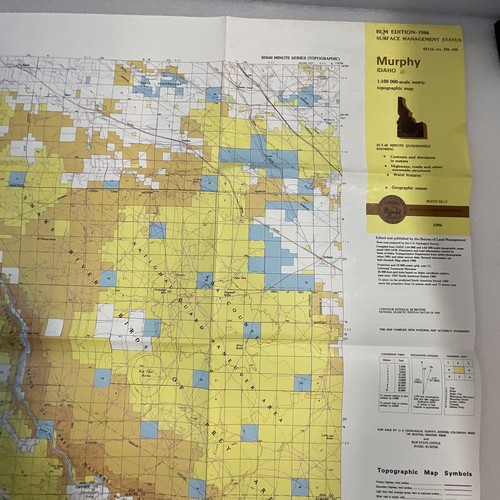 Murphy Idaho 1986 edición BLM 1987 papel plegado cuadrángulo mapa topográfico mapas antiguos - Imagen 6 de 14