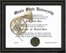 FRENCH HORN Lover's Doctorate Diploma / Degree Custom Designed for YOU
