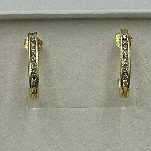 18ct Gold Hallmarked 20pt Diamond Hoop Earrings.  Goldmine Jewellers. - Picture 1 of 6