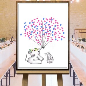 Diy Elephant Baby Signatures Canvas Painting Guest Book Wedding