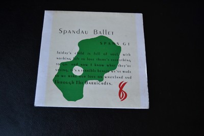 Spandau Ballet    Through The Barricades 7'' Vinyl Gatefold 1986 CBS    SPANS G1