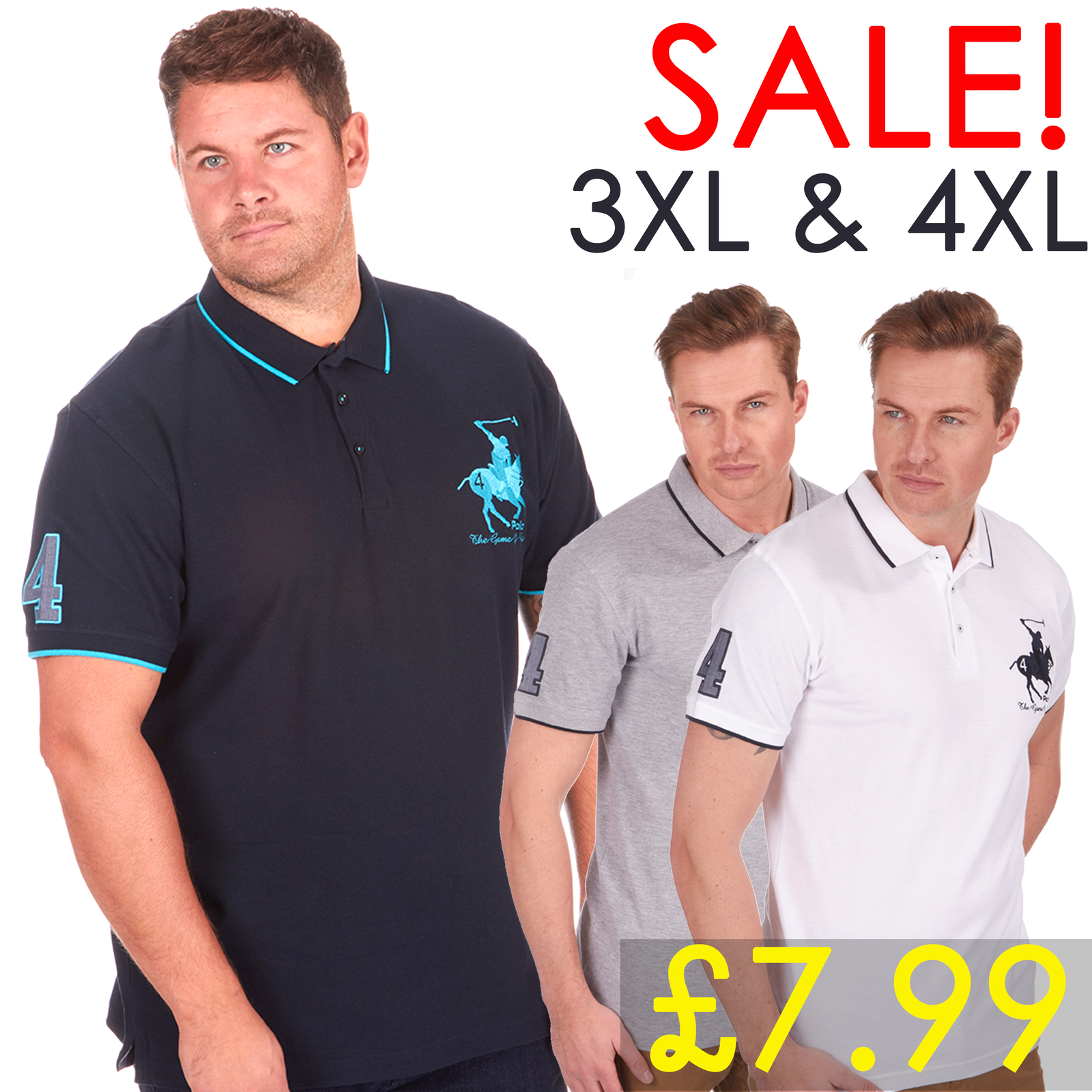 Mens Polo Shirts 3XL 4XL Plus Size Tees Pique Cotton Golft King Size