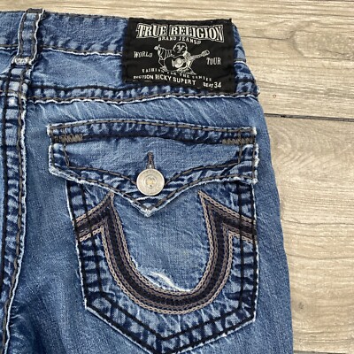 boysさん専用TRUE RELIGION RICKY SUPER T Vintage True Religion Jeans Mens 34 Denim Ricky Super T Flap