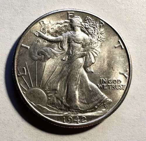 1942-D Walking Liberty Silver Half Dollar - UNC Coin