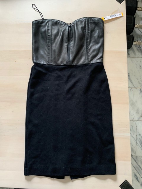 black leather bustier dress
