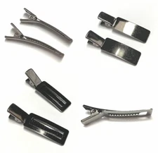 Delsol France Alligator Side Hair Clip Metal Beak Clamp Section Pin Silver Color