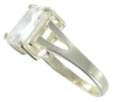 Classic Square Cut CZ Cubic Zirconia 925 Sterling Silver Cocktail Ring Size 6.5