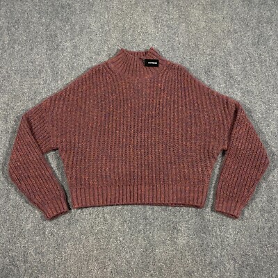 Express Chunky Knit Wool Blend Sweater Womens Medium Red