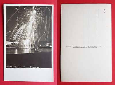 Occasion photo postcard Pirna in Sa. Pirnaer Elbe fireworks (18076