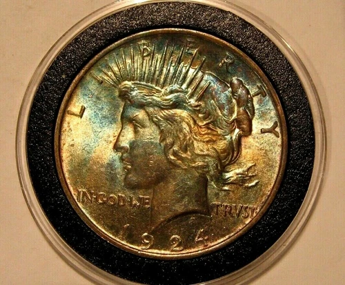 1924 PEACE DOLLAR TONED & UNCIRCULATED 24 HR SALE ENDS AT 2/8 1pm
