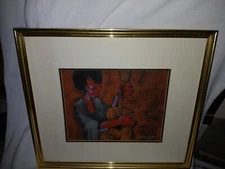 DON WRIGHT ANTIQUE FOLK ART ACOUSTIC GUITAR AFRICA PAINTING VINTAGE ABSTRACT 🔥