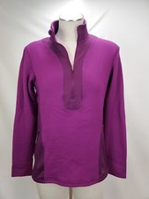 REI Womens Bonded Fleece Pullover Jacket Size Medium Purple Half Zip Stretch