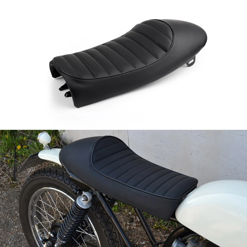 Cojín de asiento vintage negro Saddle Café Racer para Honda CB CL Suzuki GS Yamaha XJ Foto 4 de 4