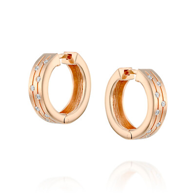 14 Karat massive Rose Matt Gold gerillt Handwerk Gold Creolen Klick Diamant Ohrringe