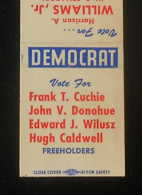 1964 Vote Frank T. Cuchie John V. Donohue Edward J. Wilusz Freeholder NJ Union C