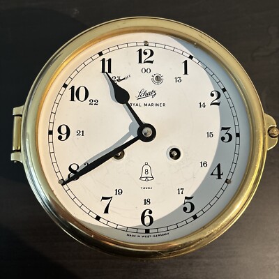 Schatz Royal Mariner Bell Clock Brass 7 Jewels No Key or Glass