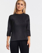 Kappa Embossed Sweatshirt with Side Splits in Black Size Medium