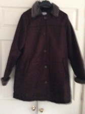 Ladies New Three Quarter Length Faux Suede Coat Siize 14