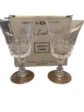 Vtg .W.M. Dalton Finely Blown 24% French Lead Crystal Wine Glasses Set Of 2