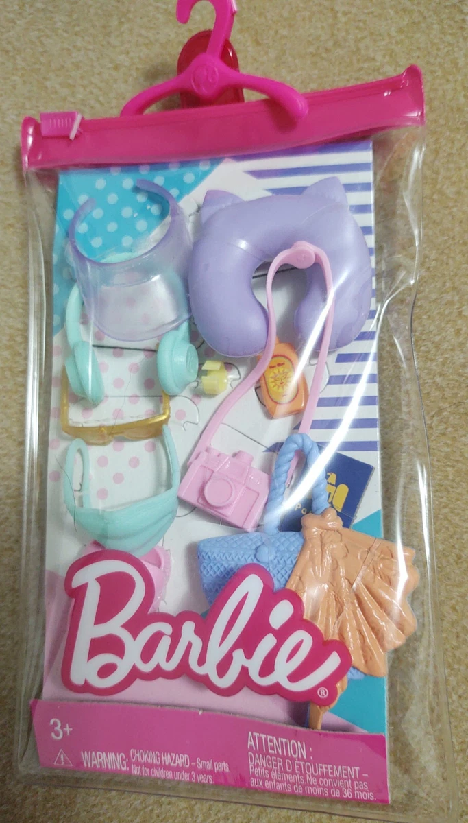 Barbie Accessories Travel Pack with 11 Storytelling Pieces for Barbie Dolls