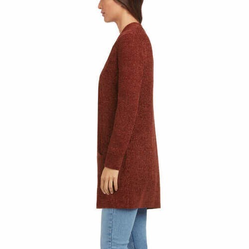 Matty M Rib Stitch Chenille Cardigan Front Pockets Long Sleeve Rust Large 12/14 - Bild 2 von 3