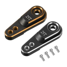 Aluminum Alloy 25T Steering Servo Arm Horn Gold/Silver for RC Car Pack of 2