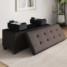 43" Ottoman with Storage Bench for Bedroom, Long End of Bed Seat with Storage